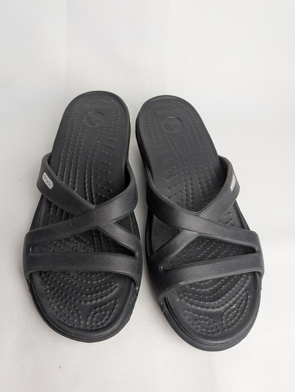 CROCS PATRICIA II Black Women Wedge Sandals Rubber Size 6 Resortwear Classic